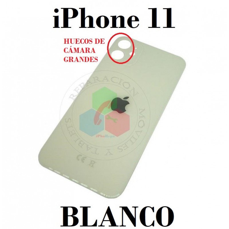 iPhone 11 - TAPA DE CRISTAL BLANCO compatible con logo