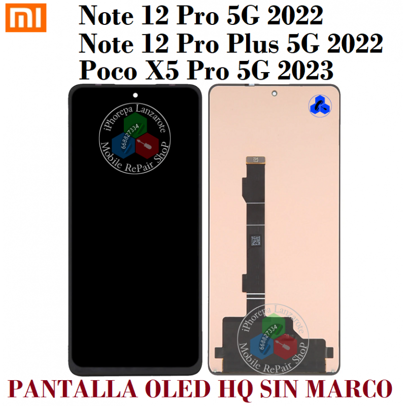 Xiaomi Redmi Note 12 Pro 5G 22101316C / 12 Pro Plus 5G 22101316UCP / Poco X5 Pro 5G 22101320G - PANTALLA OLED SIN MARCO