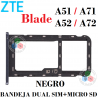 ZTE BLADE A51 / ZTE BLADE A71 / ZTE BLADE A52 4G / ZTE BLADE A72 4G - BANDEJA DUAL SIM + MICRO SD - NEGRO