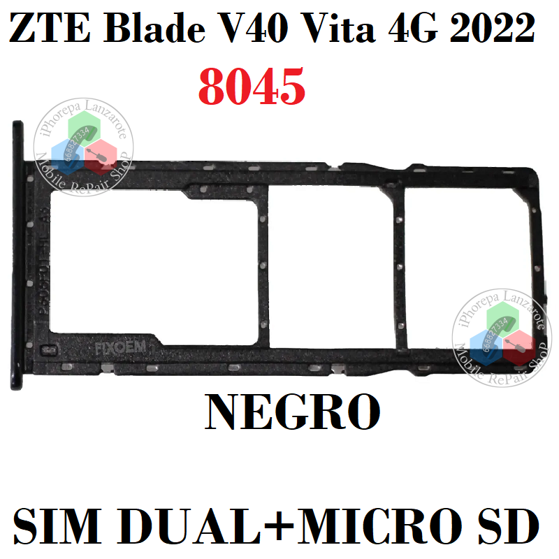 ZTE Blade V40 Vita 4G 2022 8045 - BANDEJA DUAL SIM + MICRO SD - NEGRO