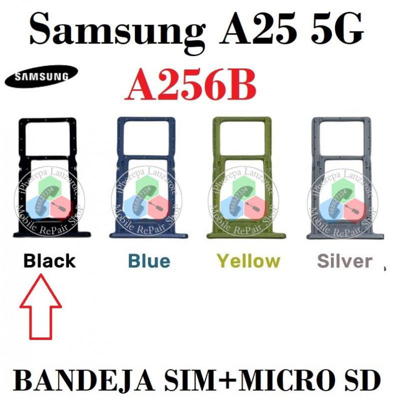Samsung A25 5G 2023 A256B A256 - BANDEJA SIM + MICRO SD - NEGRO
