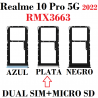 Realme 10 Pro 5G 2022 RMX3663 - BANDEJA DUAL SIM + MICRO SD - PLATA
