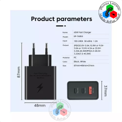 Samsung Cargador 65W Tipo C + 25W Tipo C + 15W USB-A - BASE DE CARGA TRIO