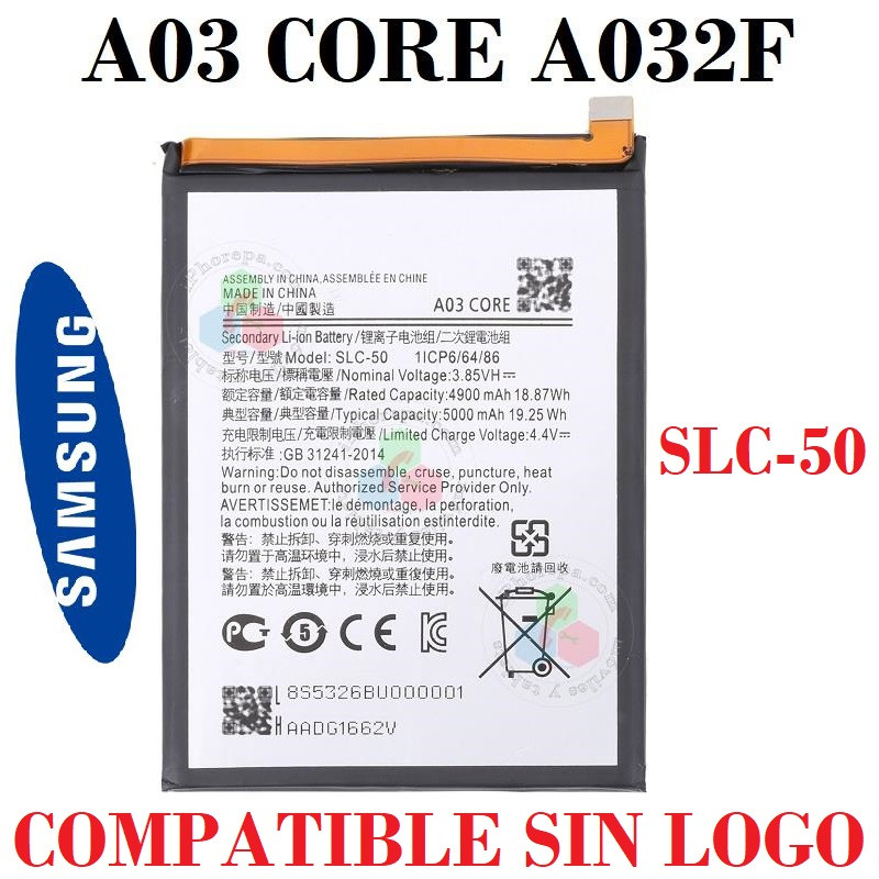 SAMSUNG A03 CORE A032F A032 ( SLC-50 ) - bateria COMPATIBLE SIN LOGO