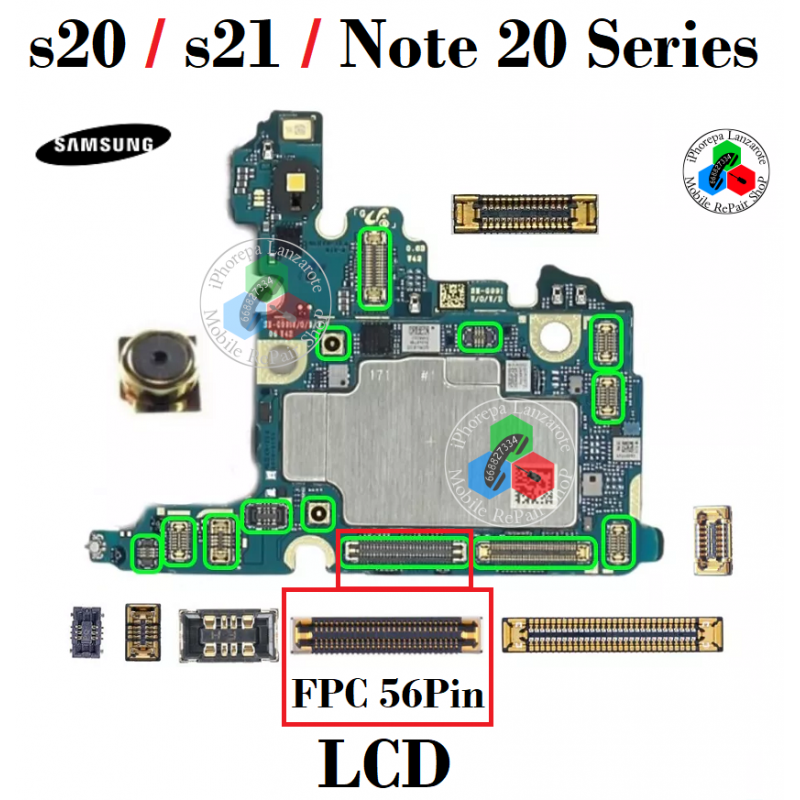 Samsung s20 / s20 Plus / S20 Ultra 5G / s21 5G / S21 Plus 5G  / S21 Ultra 5G / Note 20 / Note 20 Ultra - CONECTOR FPC DE LCD 56p