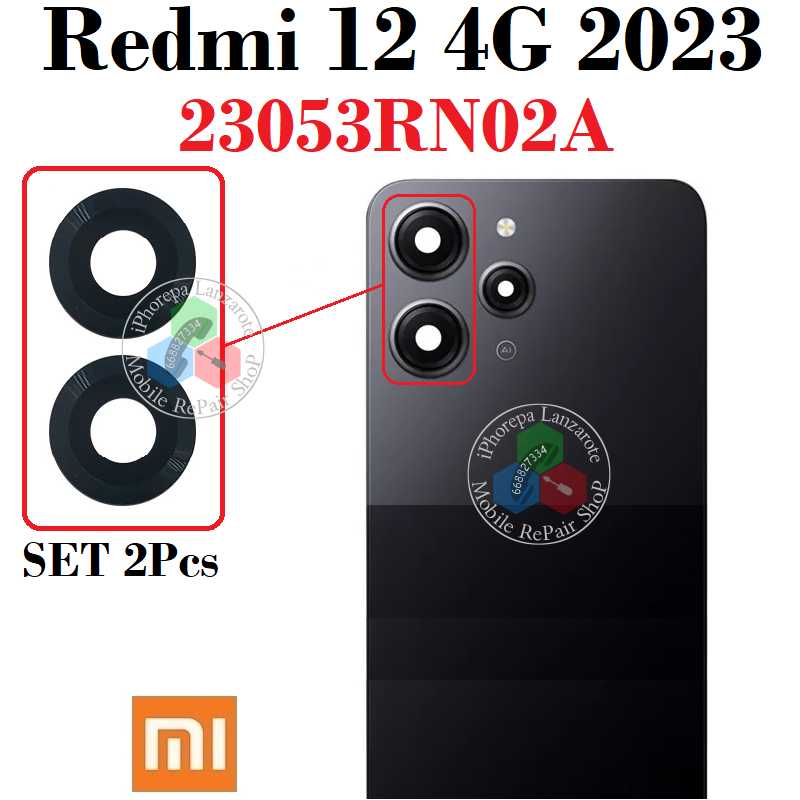 Xiaomi Redmi 12 4G 2023 23053RN02A - lente cristal de camara set 2pcs