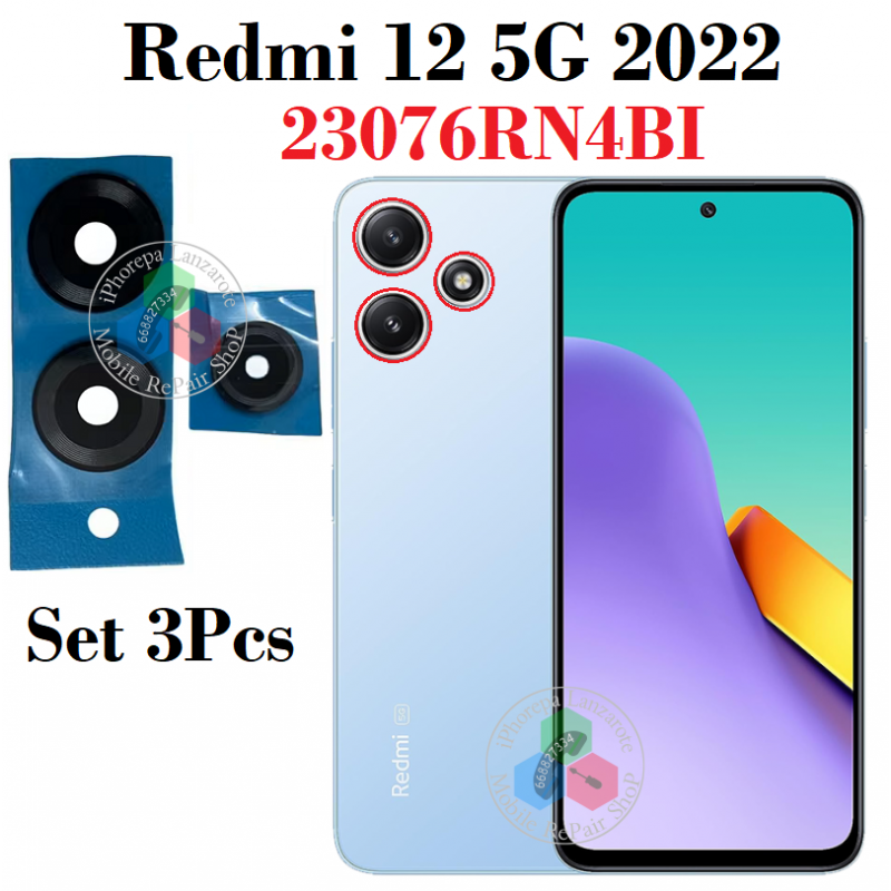 Xiaomi Redmi 12 5G 2023 23076RN4bi - lente cristal de camara set 3pcs