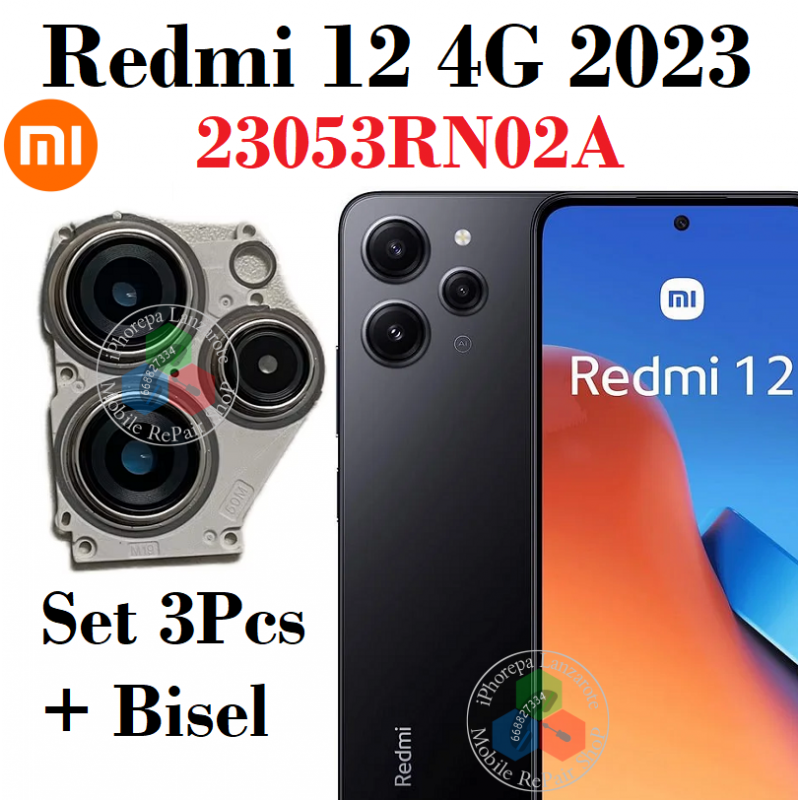 Xiaomi Redmi 12 4G 2023 23053RN02A - SET 3 lentes + embellecedor bisel - ORIGINAL