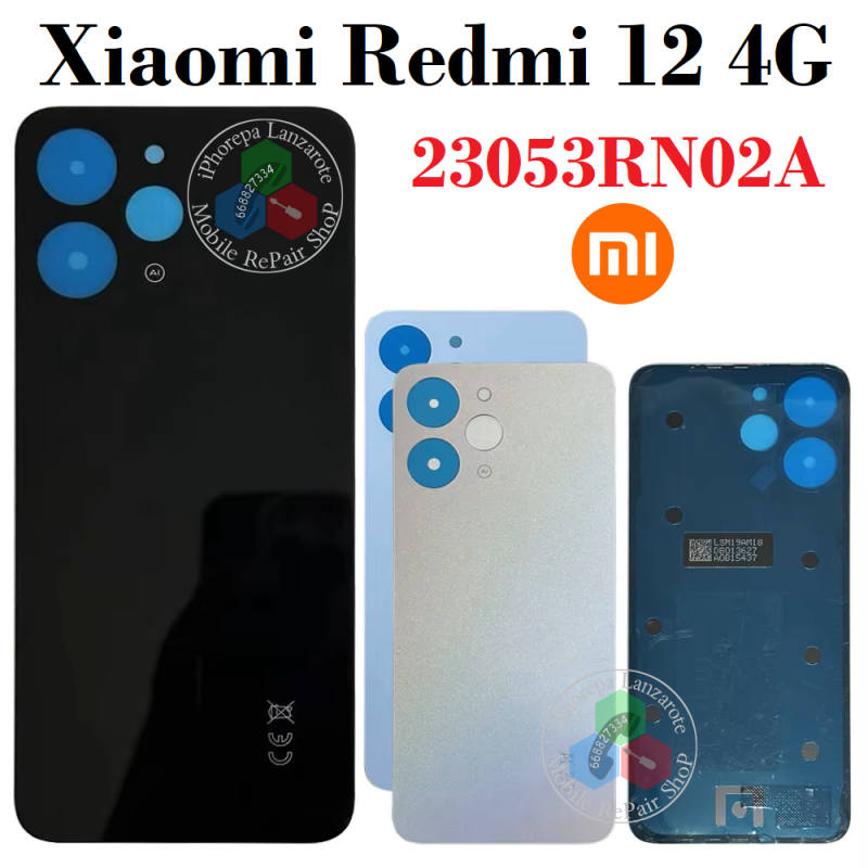 Xiaomi Redmi 12 4G 2023 23053RN02A - Tapa trasera - Negro - ORIGINAL