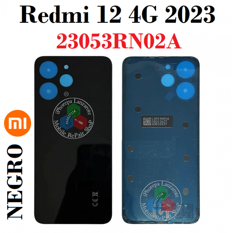 Xiaomi Redmi 12 4G 2023 23053RN02A - Tapa trasera - Negro - ORIGINAL
