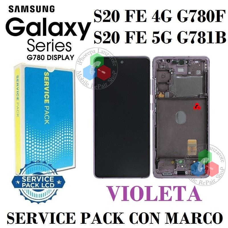 SAMSUNG S20 FE 4G G780F G780 / S20 FE 5G G781 G781B - PANTALLA service pack CON MARCO Violeta