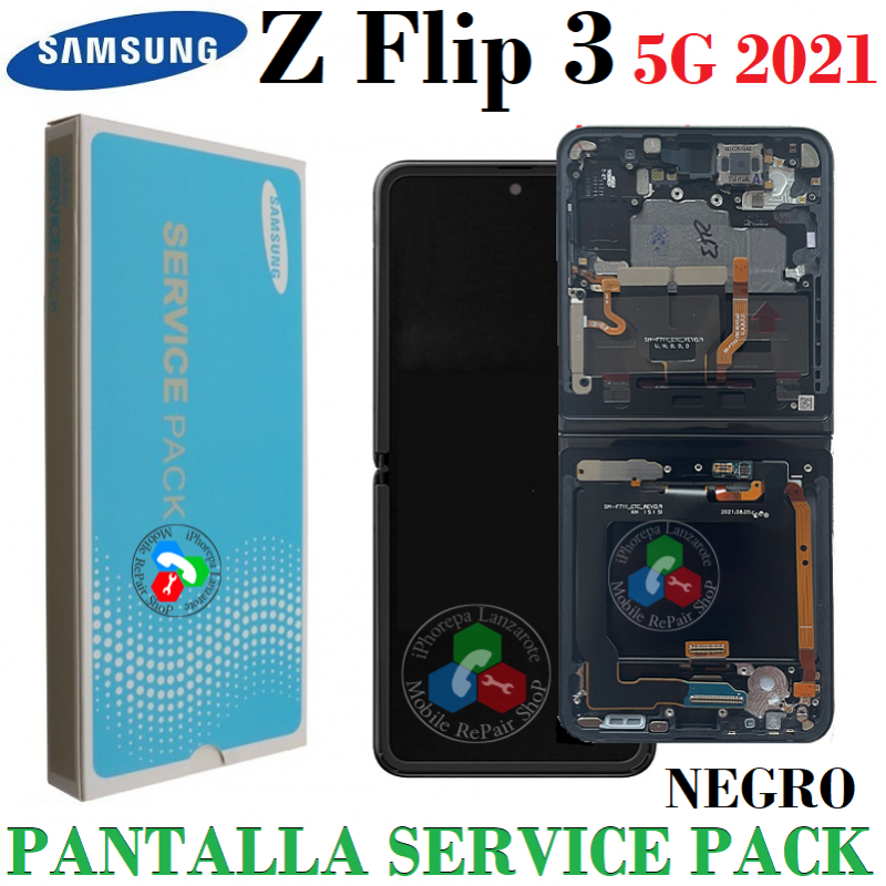 Samsung Z Flip3 5G 2021 F711B F711 - PANTALLA SERVICE PACK CON MARCO NEGRO