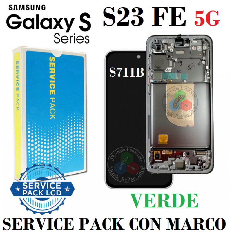 SAMSUNG S23 FE 5G 2023 S711B s711 - PANTALLA ORIGINAL service pack con marco VERDE