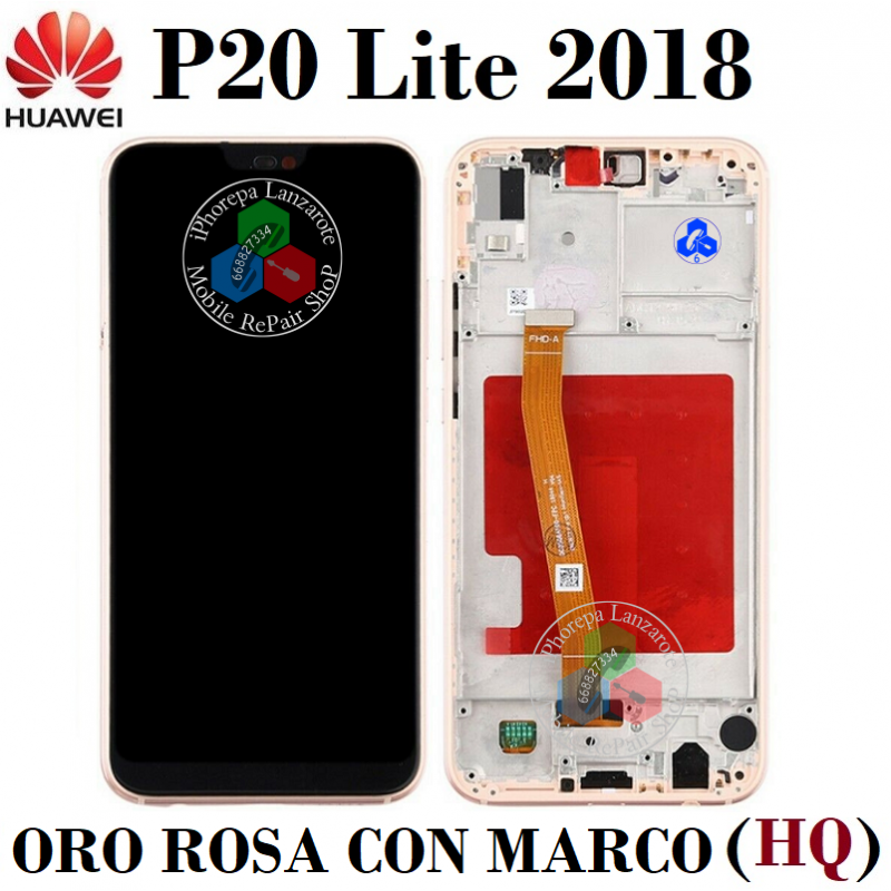 HUAWEI P20 LITE 2018 (ANE-LX1,ANE-L21) / NOVA 3E - PANTALLA COMPATIBLE HQ CON MARCO ORO ROSA
