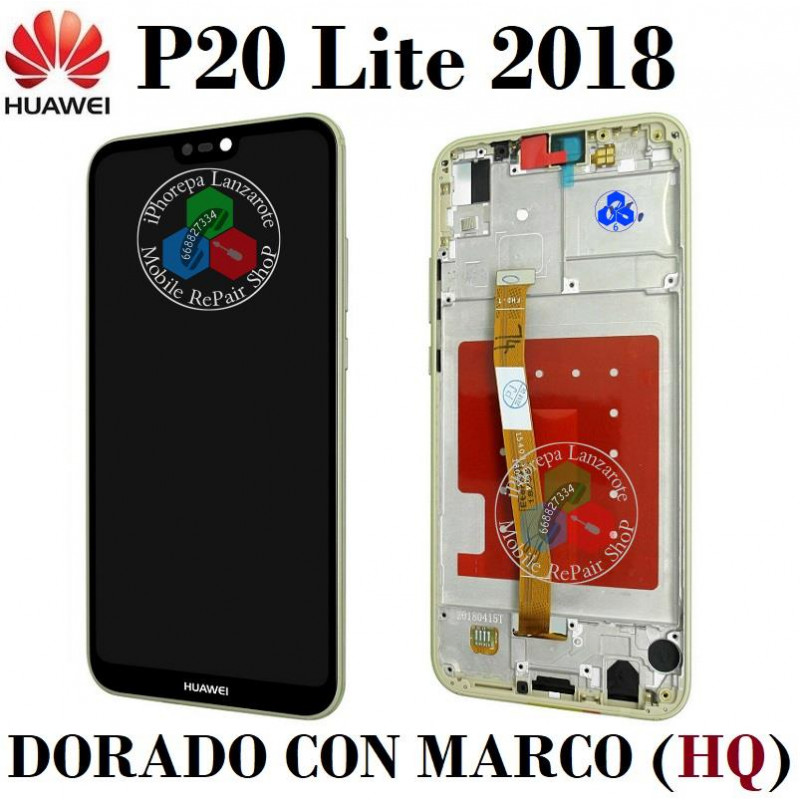 HUAWEI P20 LITE 2018 (ANE-LX1,ANE-L21) / NOVA 3E - PANTALLA COMPATIBLE HQ CON MARCO DORADO