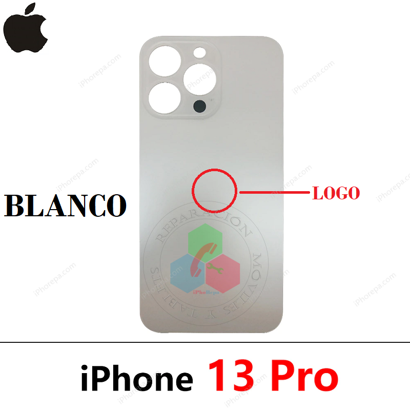 iPhone 13 PRO - TAPA TRASERA CON LOGO HUECOS GRANDES - BLANCO
