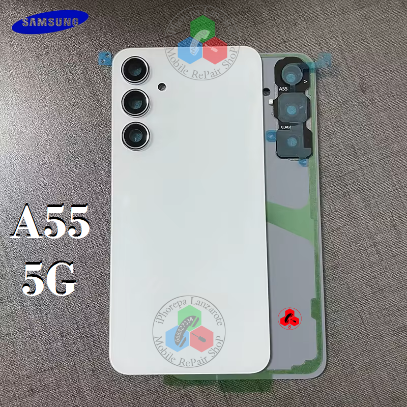 Samsung A55 5G 2024 A556B - Tapa trasera + Lente de cámara - BLANCO - Compatible HQ CON LOGO