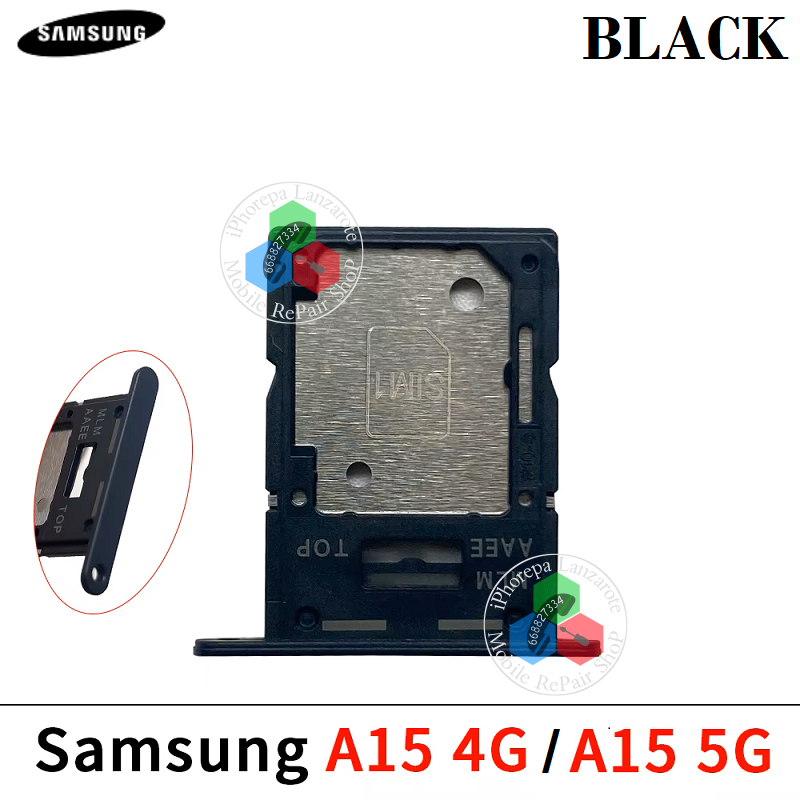 Samsung A15 4G 2023 A155F / A15 5G 2023 A156B - Bandeja dual sim NEGRO