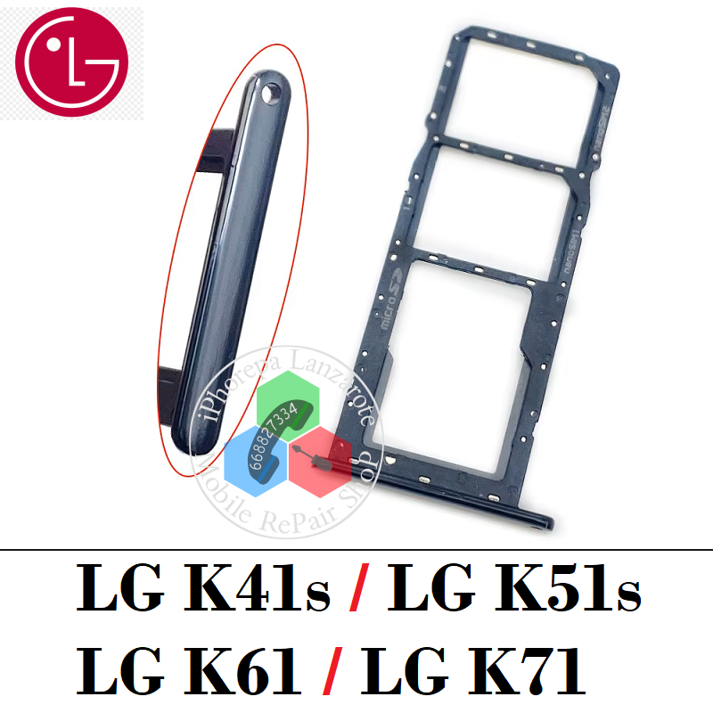LG K41s 2020 / LG K51s / LG K61 / LG K71 - Bandeja Dual Sim + MICRO SD - Negro