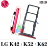 LG K42 / K52 / K62 / LMK420 / LMK420H / LMK420E / LMK420Y - Bandeja DUAL Sim + MICRO SD - Rojo