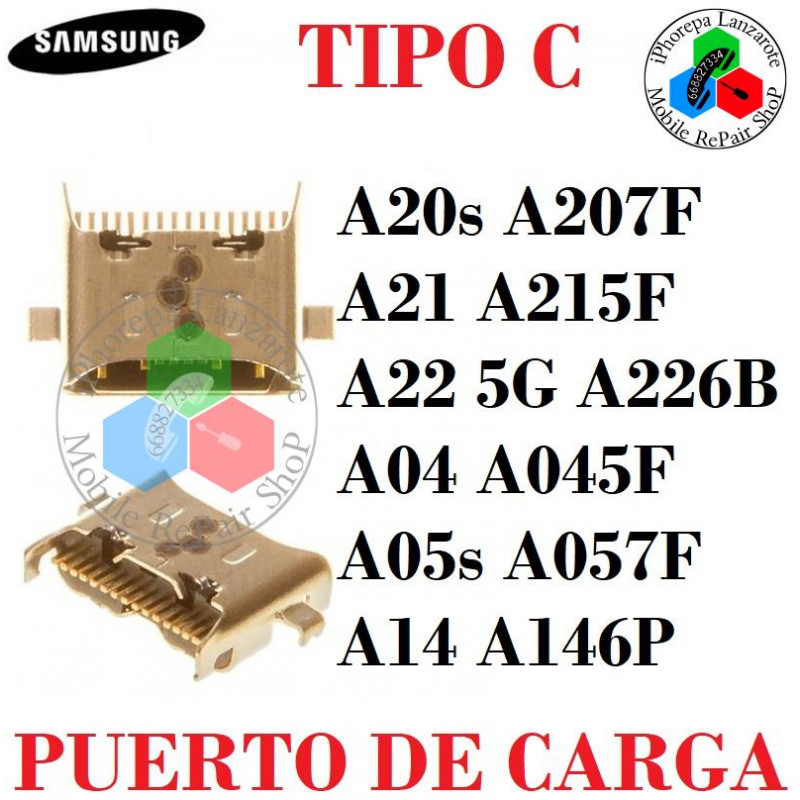 Samsung  A14 5G A146P / A21 A215F / A20s A207F / A22 5G A226B / A04 4G A045F A05S - PUERTO DE CARGA TIPO C