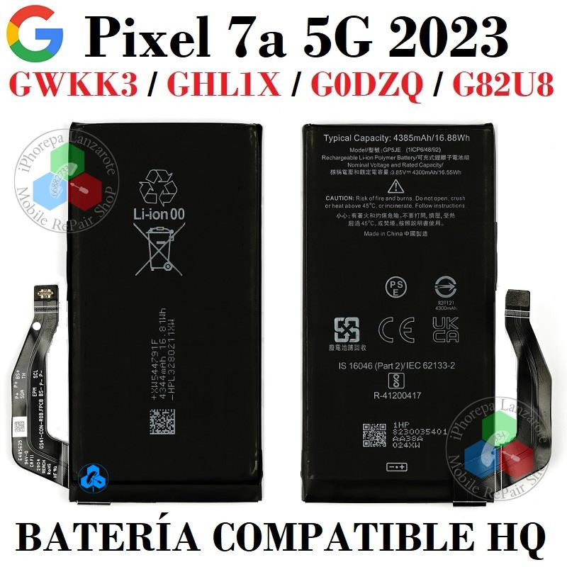 Google Pixel 7a 5G 2023 GWKK3 / GHL1X / G0DZQ / G82U8 - Bateria compatible hq