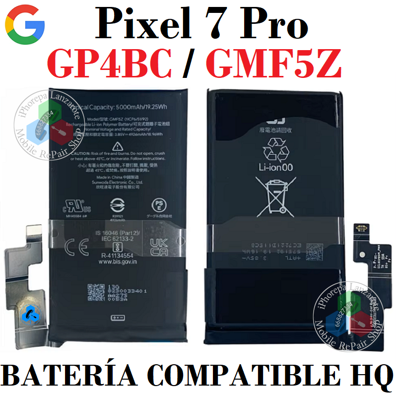 Google Pixel 7 Pro GP4BC / GMF5Z - Bateria compatible hq