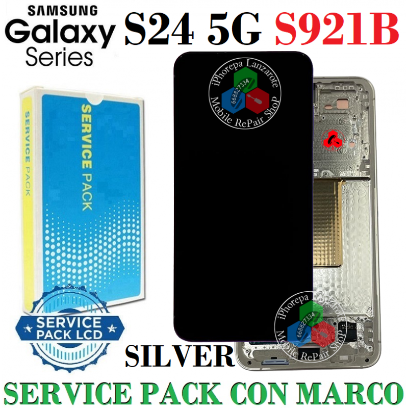 Samsung S24 5G 2024 S921B S921 - Pantalla Service Pack CON MARCO SILVER