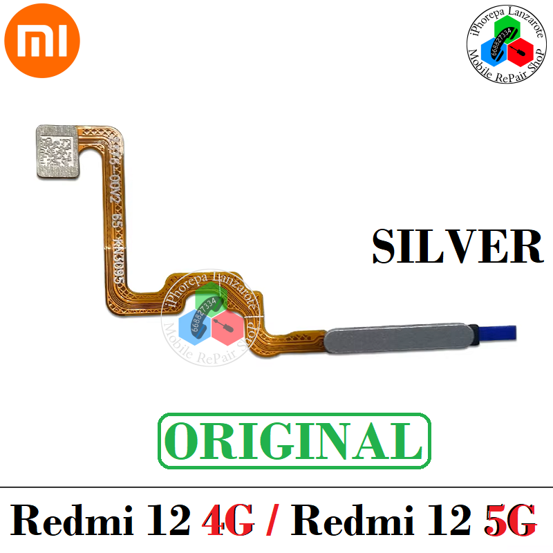 Xiaomi Redmi 12 4G / Redmi 12 5G 2023 - BOTON POWER HUELLA ORIGINAL - SILVER
