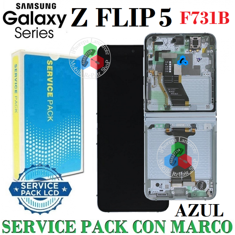 Samsung Z Flip5 5G 2023 F731B F731 - PANTALLA SERVICE PACK CON MARCO AZUL
