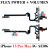 iPhone 15 Pro Max 5G 2023 A3106 - FLEX DE VOLUMEN + POWER CON SOPORTES METÁLICOS