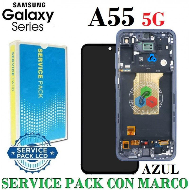 SAMSUNG A55 5G 2024 A556B A556 - PANTALLA SERVICE PACK CON MARCO AZUL