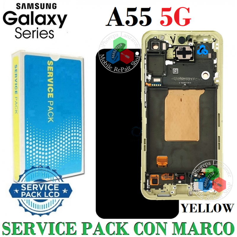 SAMSUNG A55 5G 2024 A556B A556 - PANTALLA SERVICE PACK CON MARCO AMARILLO