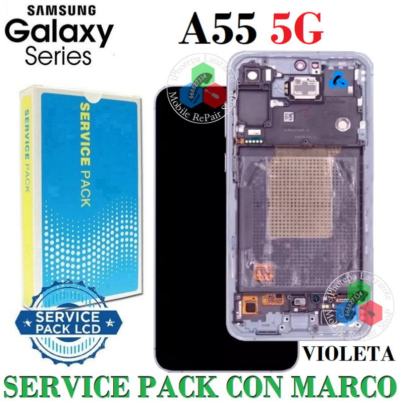 SAMSUNG A55 5G 2024 A556B A556 - PANTALLA SERVICE PACK CON MARCO VIOLETA