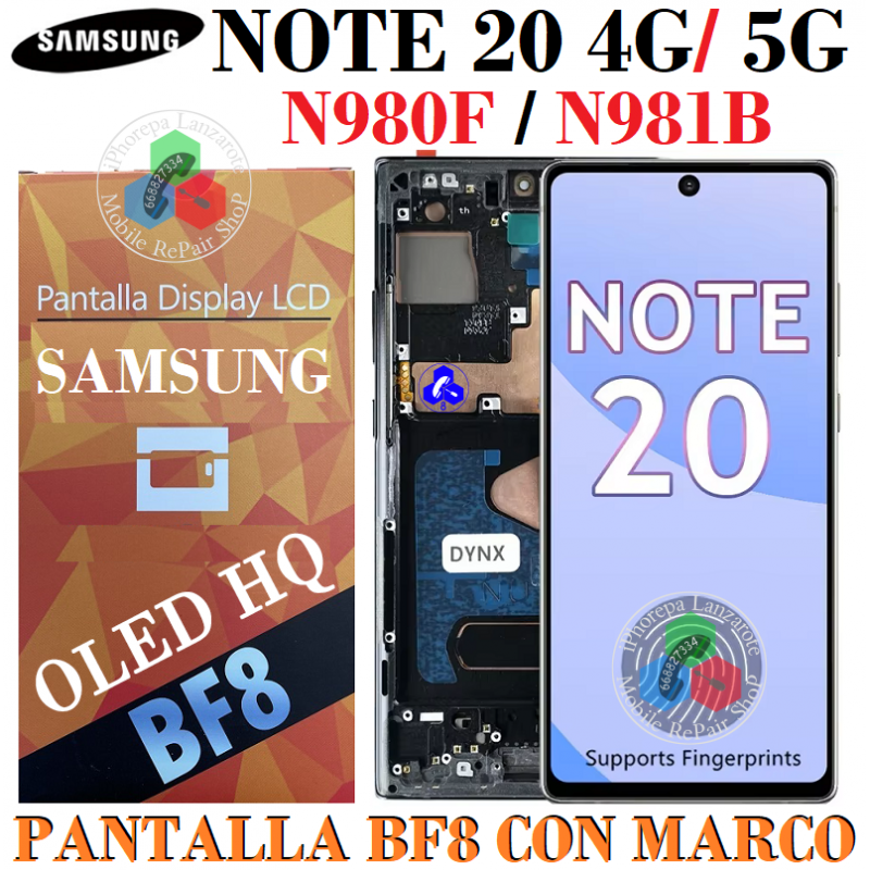 Samsung Note 20 5G 2020 N980f / N981f - PANTALLA COMPATIBLE OLED BF8 MARCO NEGRO