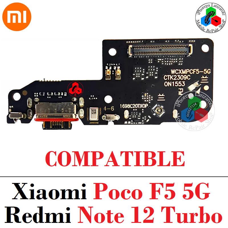 Xiaomi Poco F5 5G 2023 23049PCD8G / 23049PCD8I - sub placa de carga + lector sim - compatible