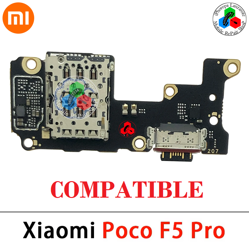 Xiaomi Poco F5 Pro 5G 2023 23013PC75G - sub placa de carga + lector sim - compatible