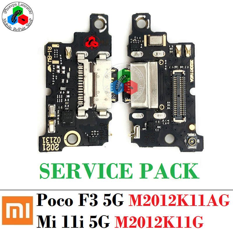 Xiaomi Poco F3 5G 2021 M2012K11AG / Xiaomi Mi 11i 5G M2012K11G 2021 - PLACA de carga ORIGINAL SERVICE PACK