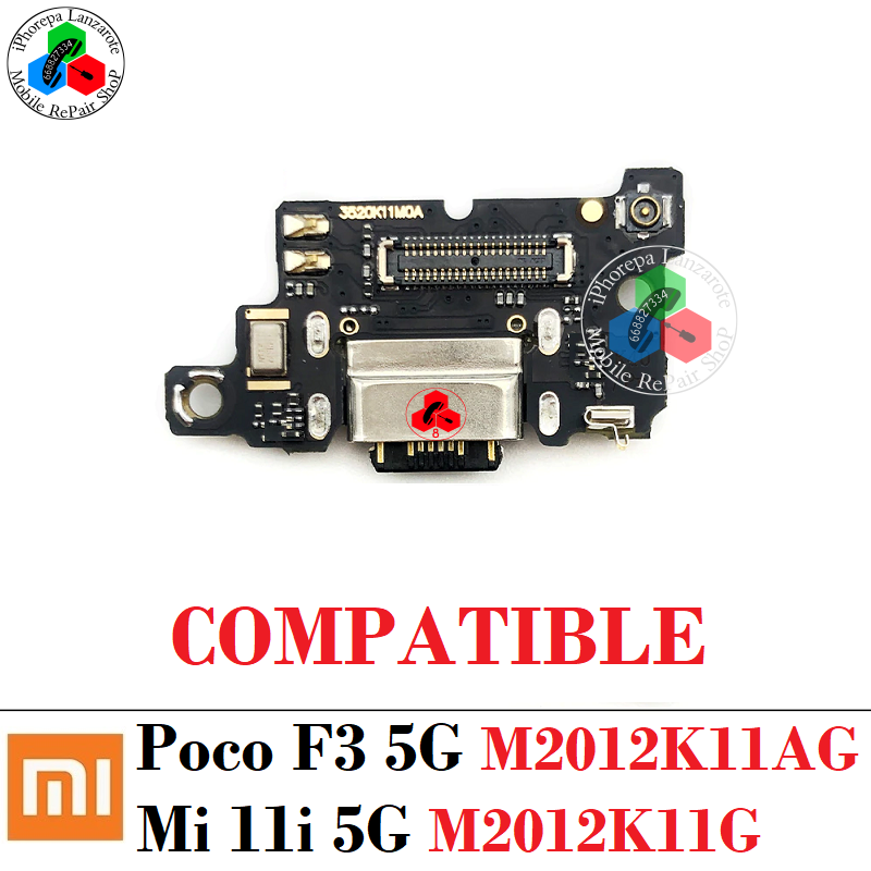 Xiaomi Poco F3 5G 2021 M2012K11AG / Xiaomi Mi 11i 5G M2012K11G 2021- PLACA de carga (sin componentes) compatible