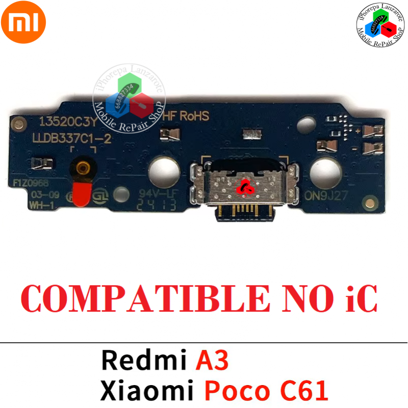 Xiaomi Redmi A3 4G 2024 23129RN51X / Poco c61- Placa de carga + microfono - COMPATIBLE ( no ic )