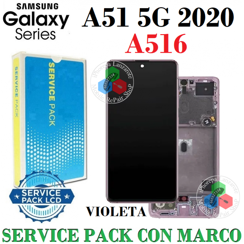 SAMSUNG A51 5G 2020 A516B A516 - PANTALLA service pack CON MARCO VIOLETA