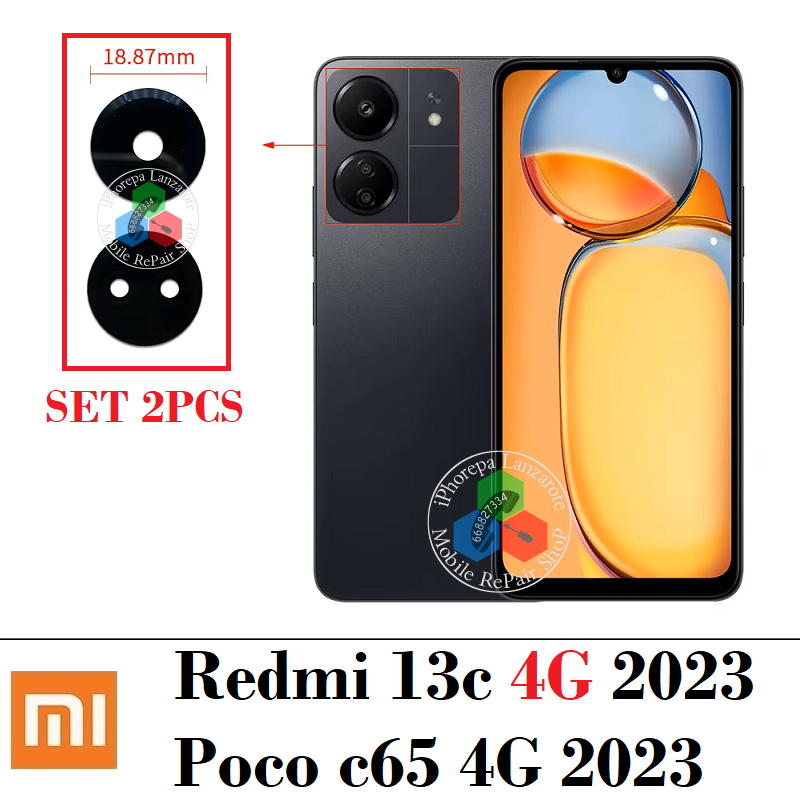 Xiaomi Redmi 13C 4G 2023 23100RN82L / Poco C65 4G 2310FPCA4G 2023 - Cristal lente de cámara - Set 2pcs