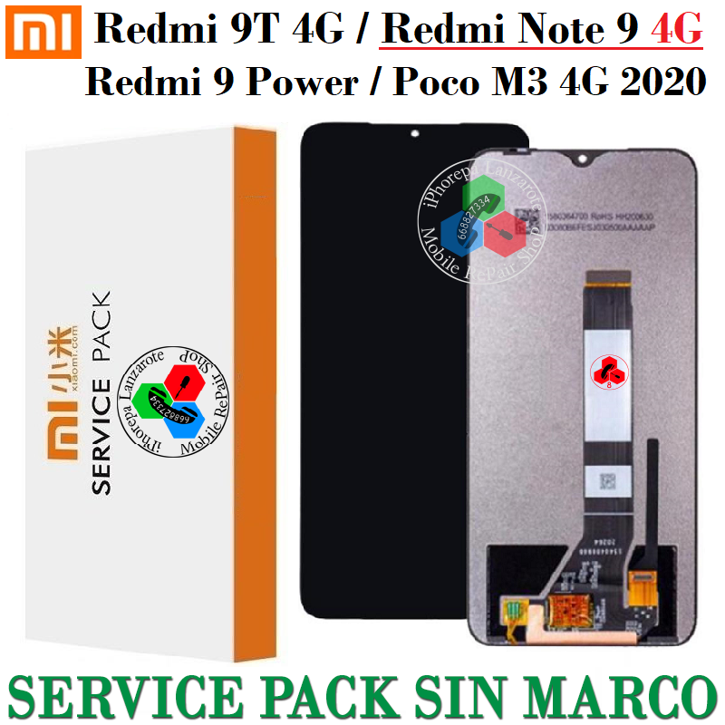 Xiaomi Redmi 9T 4G 2021 / redmi note 9 4g / Redmi 9 Power / Poco M3 4G 2020 - PANTALLA SERVICE PACK SIN MARCO