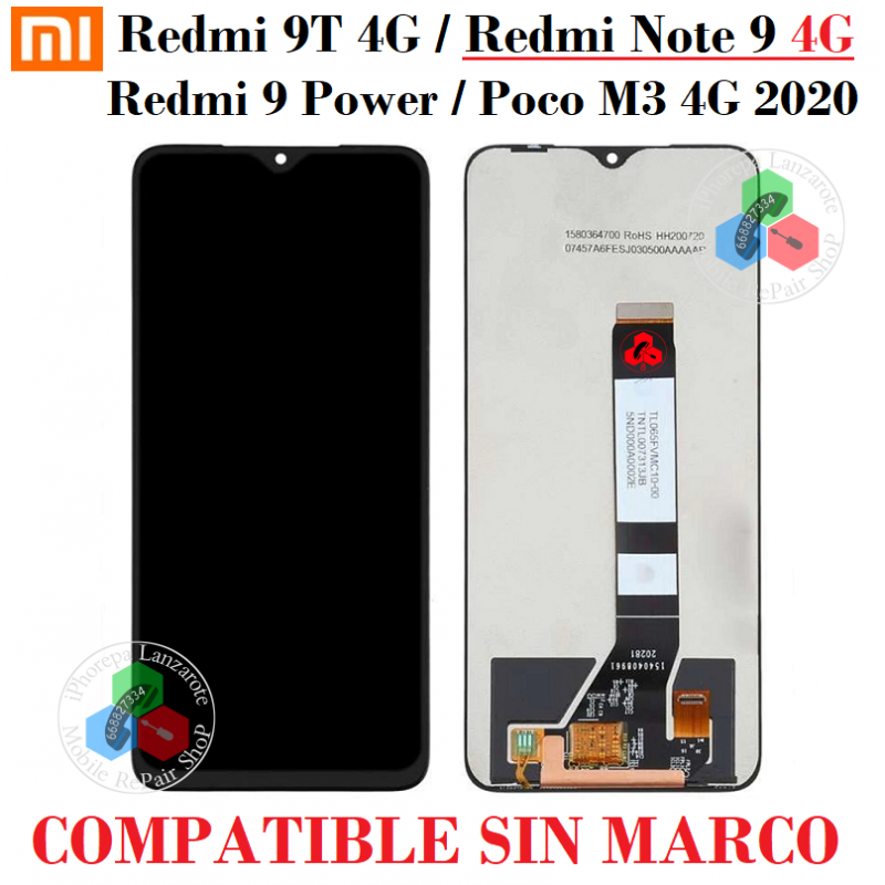 Xiaomi Redmi 9T 4G 2021 / redmi note 9 4g / Redmi 9 Power / Poco M3 4G 2020 - PANTALLA COMPATIBLE SIN MARCO