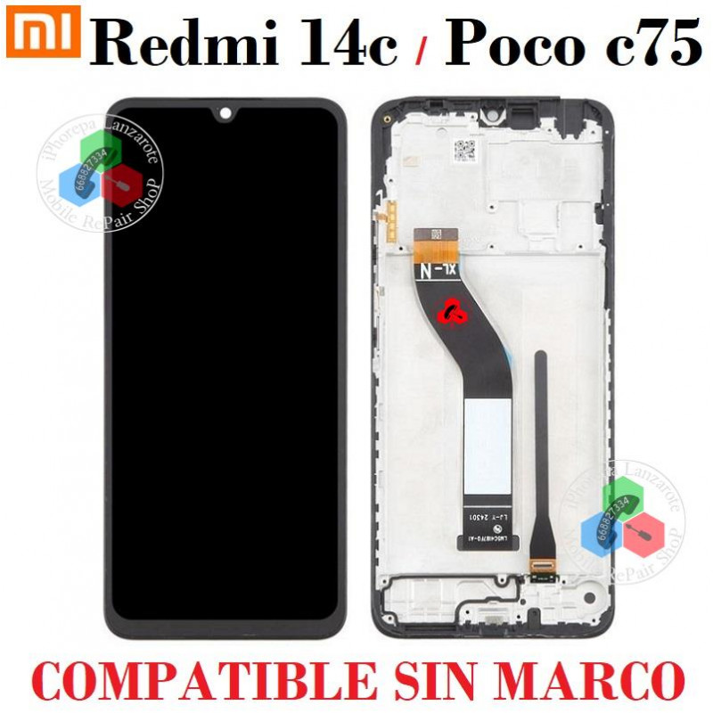 Xiaomi Redmi 14c 2024 2411DRN47C / 2409BRN2CA / Poco c75 - PANTALLA COMPATIBLE CON MARCO