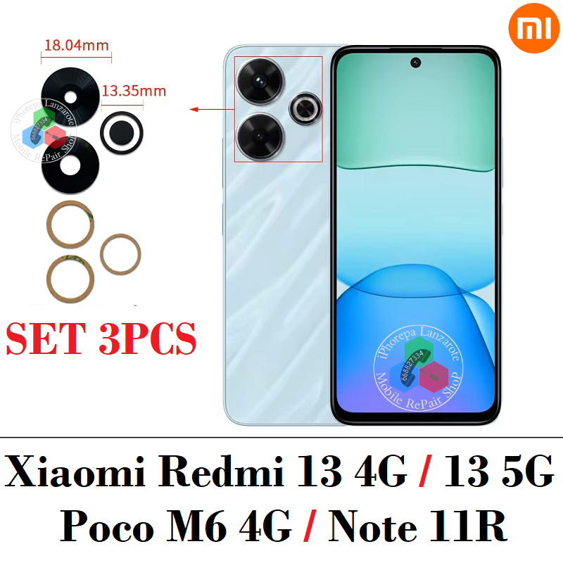 Xiaomi Redmi 13 4G / Redmi 13 5G / Poco M6 4G / REDMI NOTE 13r  - CRISTAL LENTE DE CAMARA ( SET 3PCS )