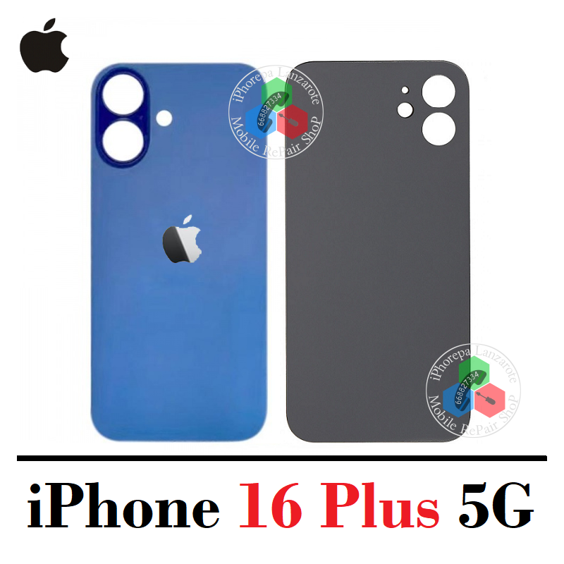 iPhone 16 Plus 5G 2024 A3290 - TAPA TRASERA COMPATIBLE CON LOGO - AZUL ULTRAMAR