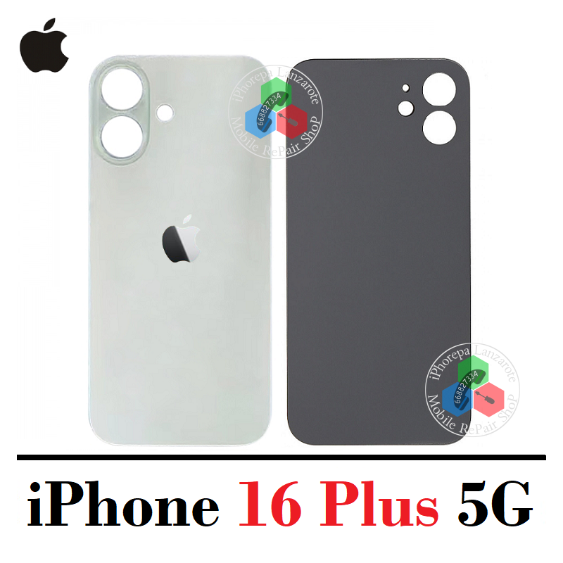 iPhone 16 Plus 5G 2024 A3290 - TAPA TRASERA COMPATIBLE CON LOGO - BLANCO