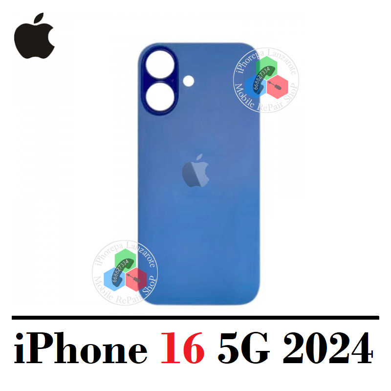 iPhone 16 5G 2024 A3287 - TAPA TRASERA COMPATIBLE CON LOGO - AZUL ULTRAMAR