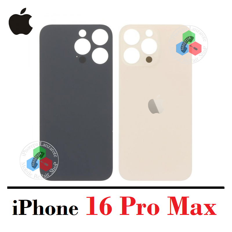 iPhone 16 Pro Max 5G 2024 A3296 - TAPA TRASERA DORADO COMPATIBLE CON LOGO